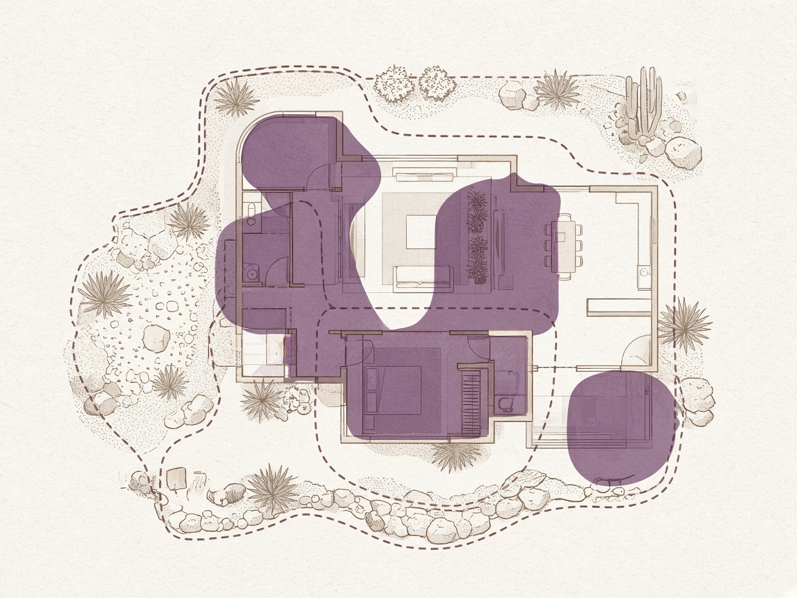 Floor-plan style plum zone overlays